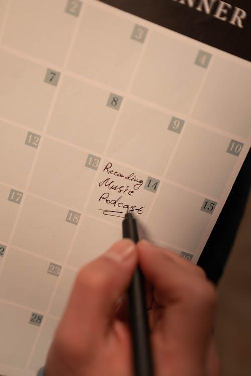 Calendar marked with planned media appearances