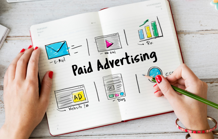 A picture of the concept of paid advertising draw in a book