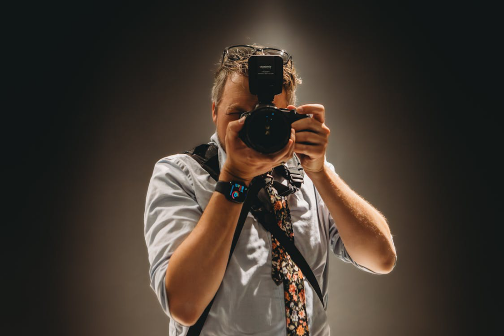 photographer looking through the camera viewfinder